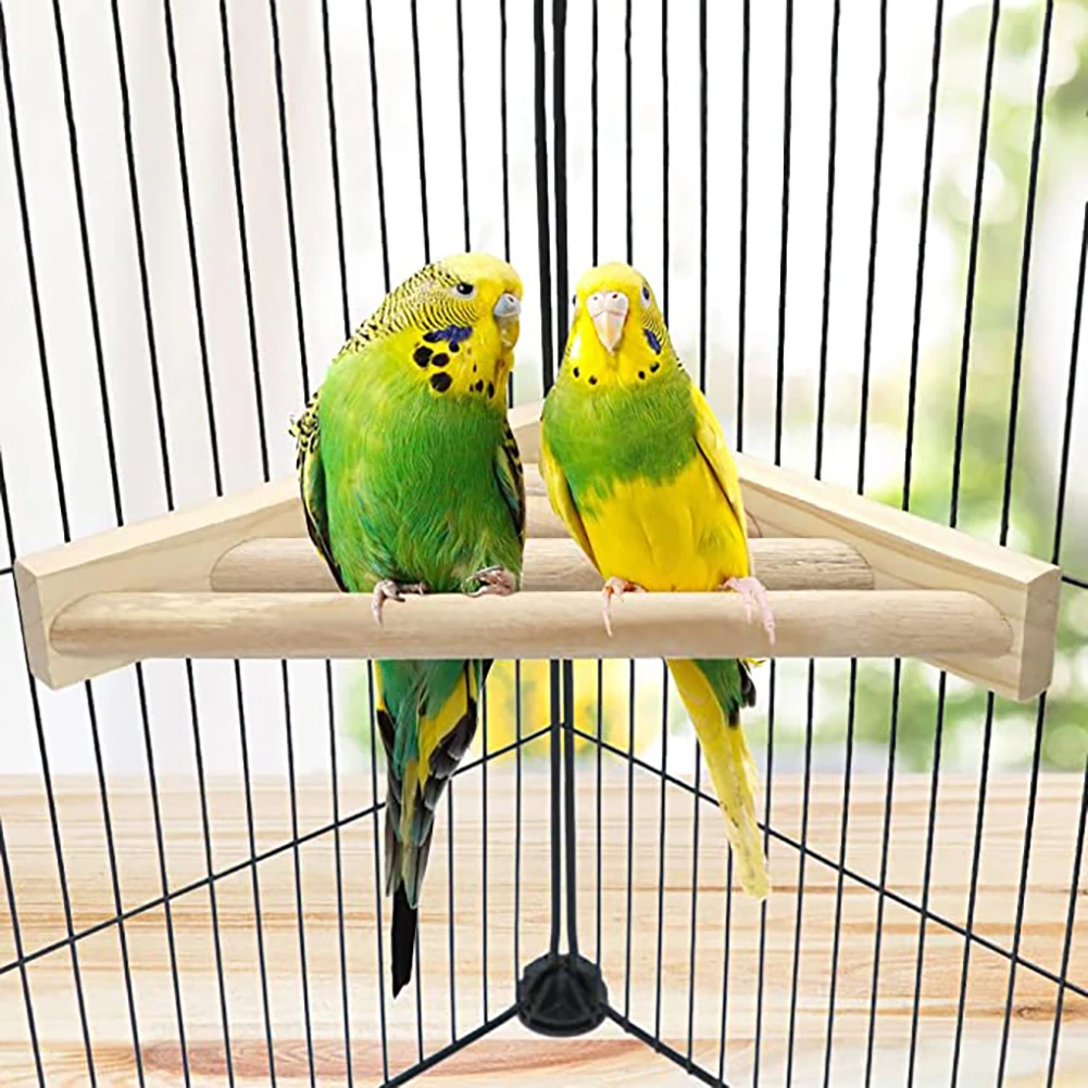 Bird Perch Corner Platform Multi-functional Bird Wooden Stand Shelf Pet Toys For Parrot Chinchilla Squirrel