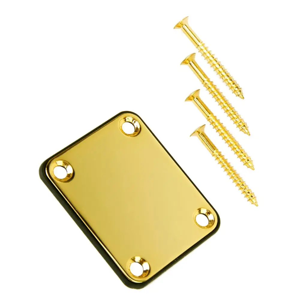 Quality Electric Guitar Neck Plate Steel With Gold Plating W/ Screws Accessories Guitar Parts & Accessories Guitar Parts