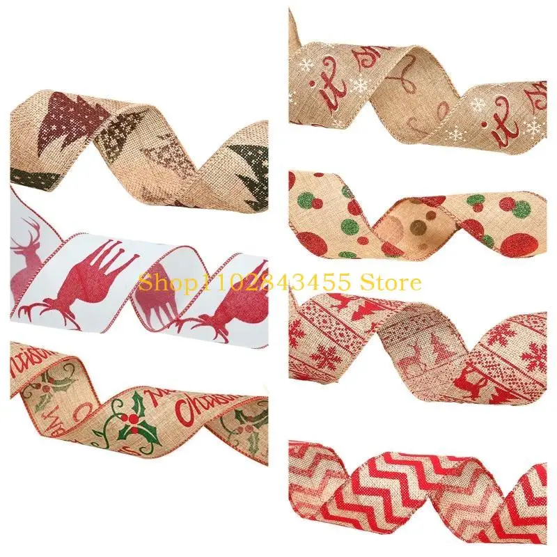 

49MC 10 рулонов деревенской мешковины с рисунком лося, рождественская лента, украшение для подарочной упаковки своими руками