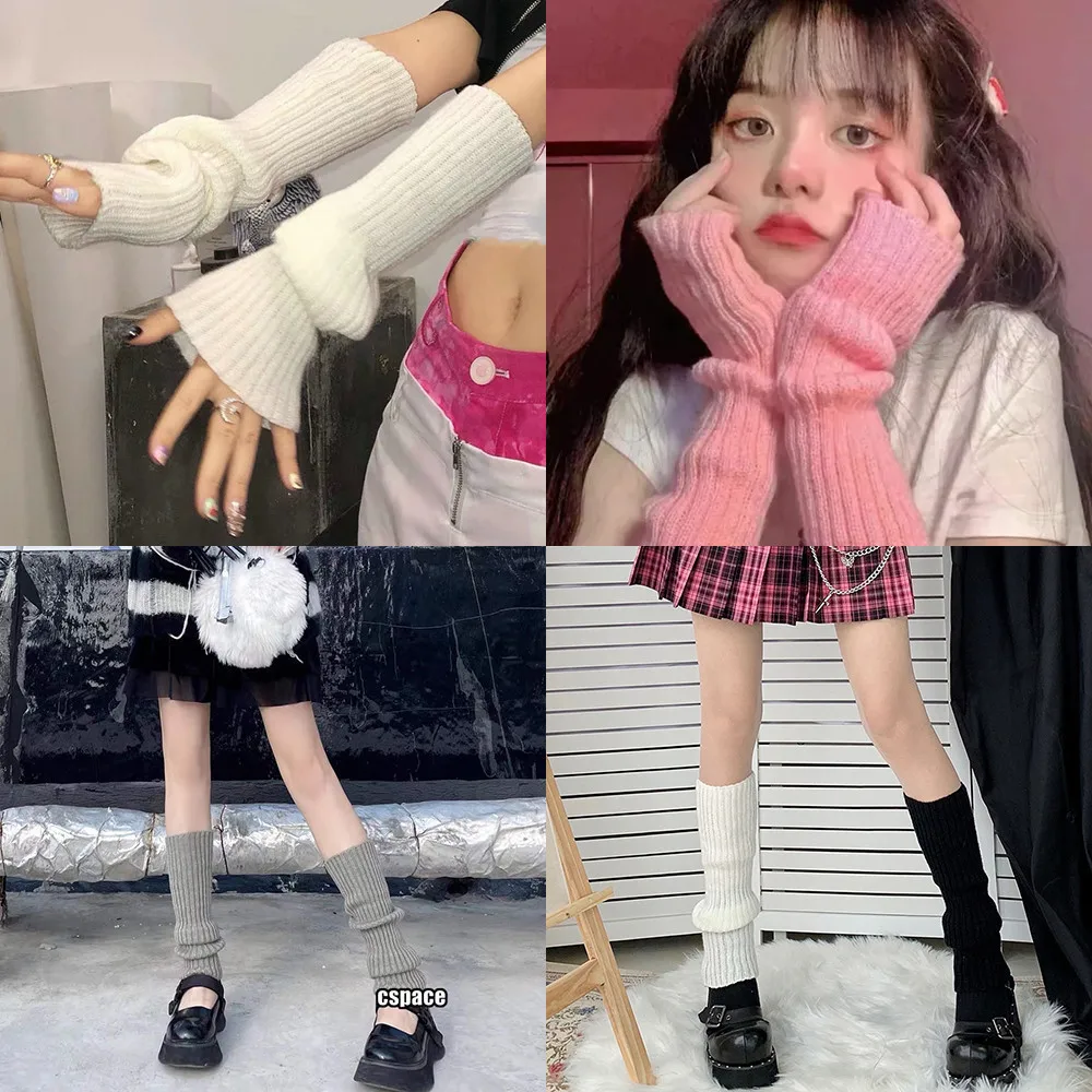 Gebreide Sokken Vingerloze Handschoenen Arm- en Beenwarmer JK College Stijl Dames Herfst Winter Warm Mid-tube Stapel Sok Y2k Mode Meisje