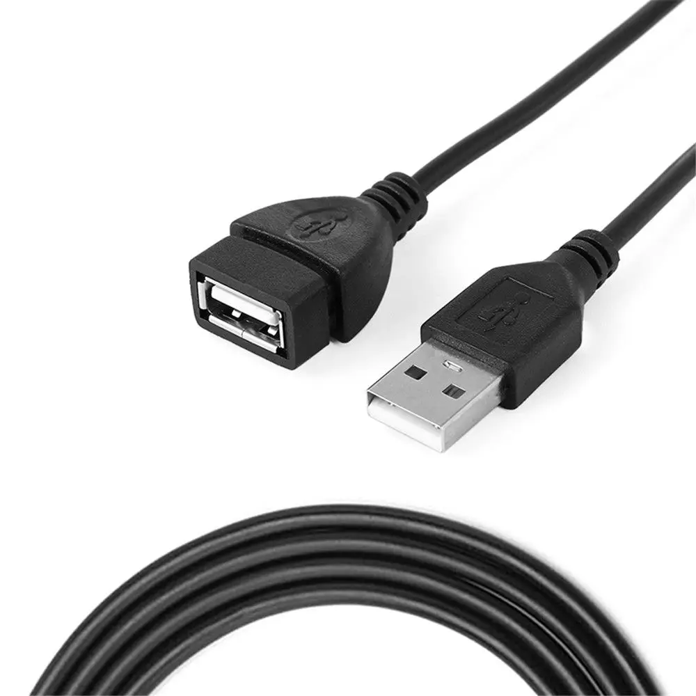 عالية الجودة 0.6 متر 1 متر 1.5 متر 3 متر 5 متر USB 2.0 ذكر إلى أنثى مزامنة البيانات شاحن تمديد وصلة كابل كابلات البيانات السوداء الملحقات