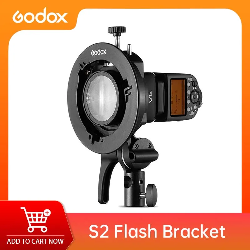 Godox S2 Flash Bracket Bowens S-Type Holder for Godox V1/V860II/TT685/AD200Pro Canon Nikon Sony Softbox Umbrella Reflector