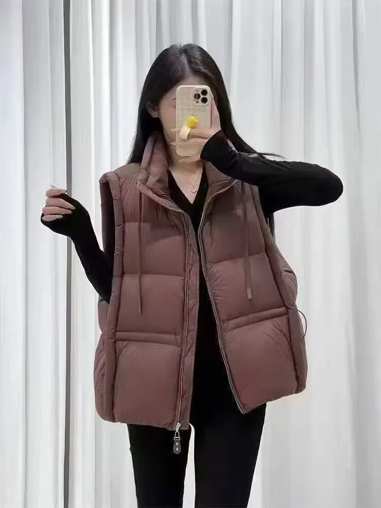 Frauen Herbst Winter Daunenweste Ärmellos Ausgestattet Taille Leichte Gepolsterte Jacken Lässige Ultraleichte Tragbare Weste