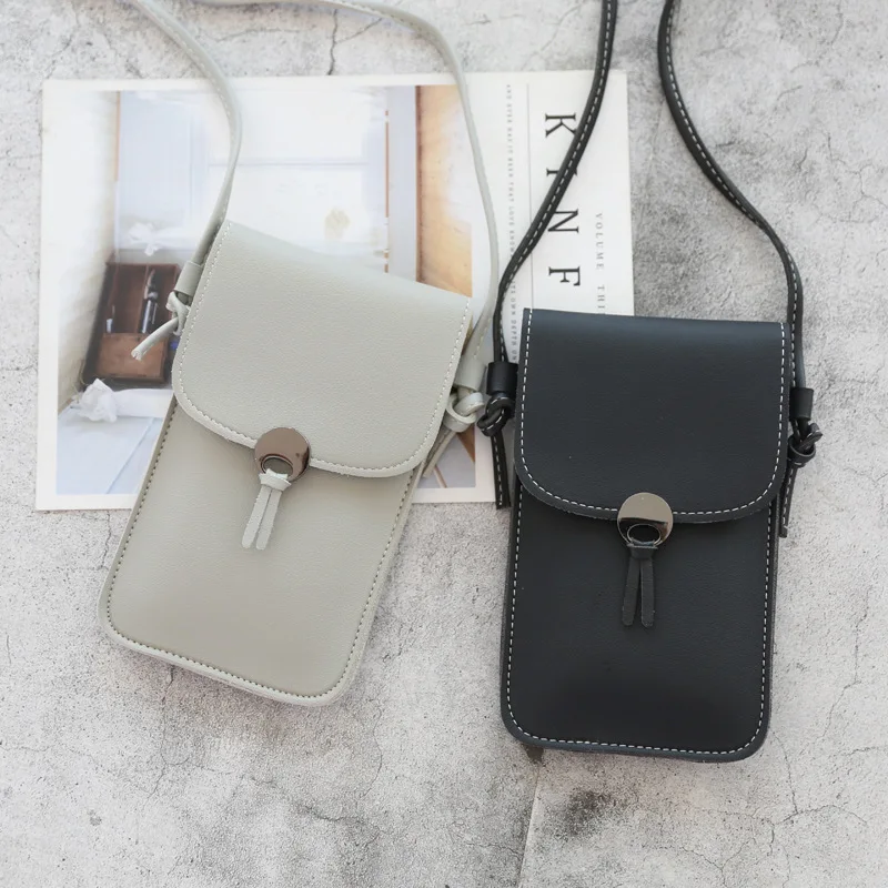 Transparent Touch Screen Retro Simple Mobile Phone Bag Women PU Chain Messenger Bags Small Flap Bag Mini Shoulder Bag Dropship