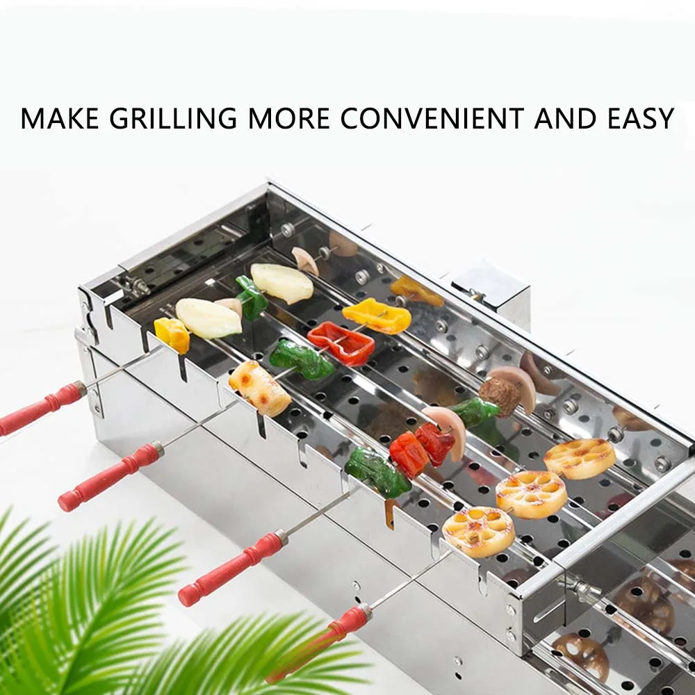 Commercial Stainless Steel Grill Skewers Full-automatic Barbecue Rotate Machine Width Adjustable Hot Dog Roller