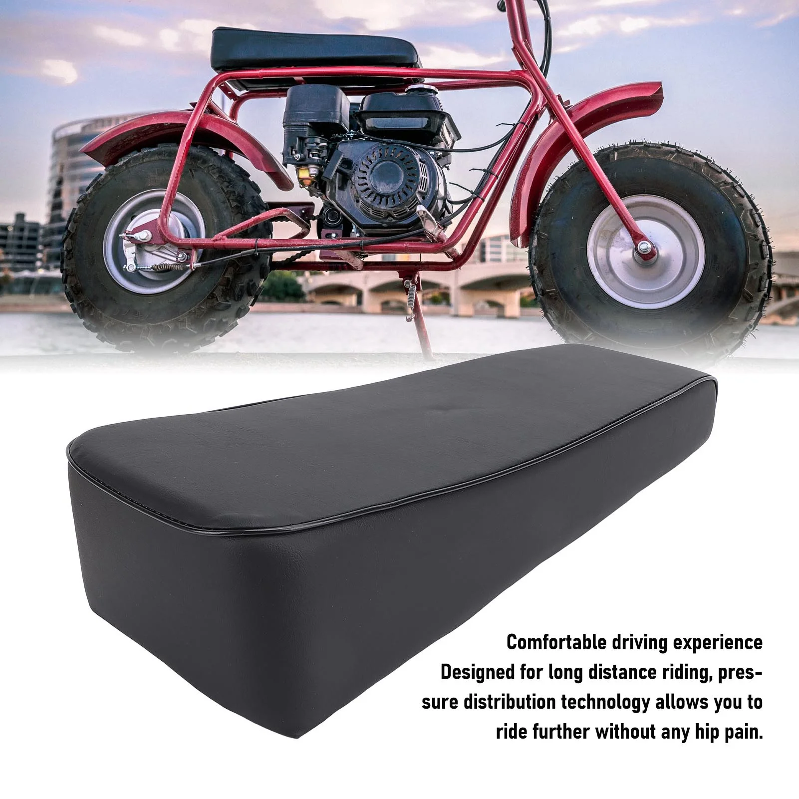 19 Inches Mini Bike Seat PU Leather Shock Absorption Foam Seat Pad for Ct200u 196cc Ct200 200cc Motor 6.5HP Mini Bike Saddle view 2