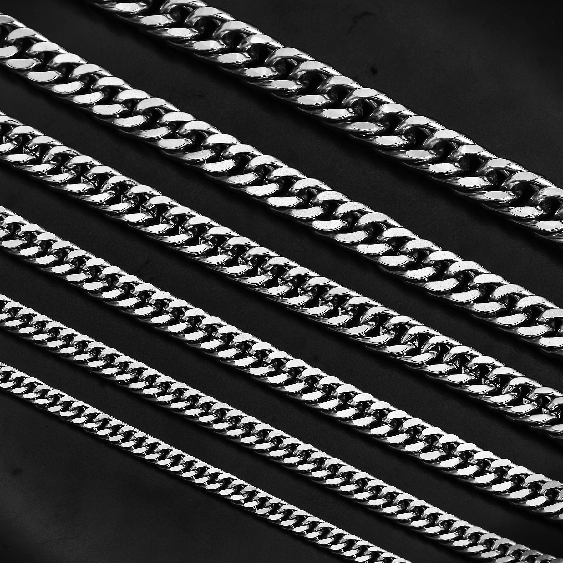 1 Meter 3,5mm-8mm Punk Edelstahl Kubanische Panzerkette für Damen und Herren, Hip-Hop Miami Halskette, Herrenschmuck Großhandel – Detail 3