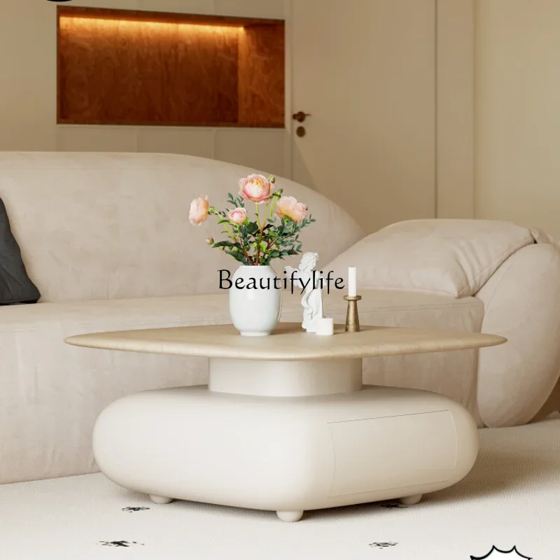 

LjyNordic Log Style Square Coffee Table Sofa Small Living Room Home Modern Simple High Sense