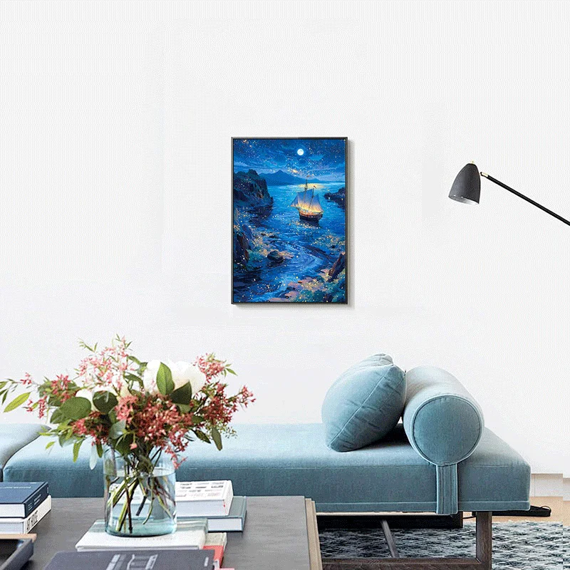 1000 قطعة من أحجية الصور المقطوعة الصغيرة جدًا - رحلة بحرية ليلية مع محيط ليلي مرصع بالنجوم، حجم ملصق 15 × 10 بوصة