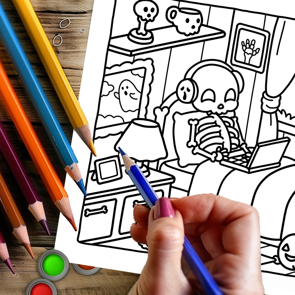 28 صفحة كتاب تلوين مخيف للبالغين | كتاب التلوين، لوازم الرسم لعيد الميلاد وعيد الشكر #3