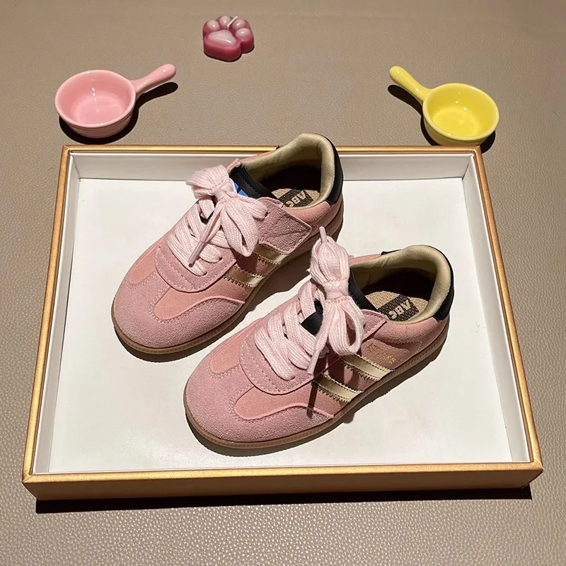 

Girls' Sneakers 2025 Spring New Korean Children's Simple German Rraining Shoes Baby Cotton Shoes Plus Velvet Forrest Gump Shoes