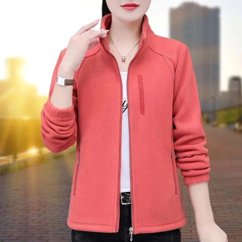 Fashion Shake Fleece Jacket For Women 2024 NEW Spring Autumn Winter Thickened Warm Coat Hoodie Casual Ladies Outerwear Tops