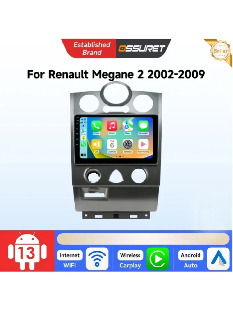 Android Autoradio für Renault Megane 2 2002-2009 Autoradio Kabelloses Carplay Auto 6115 Intelligenter Bildschirm GPS 360-Grad-Kamera