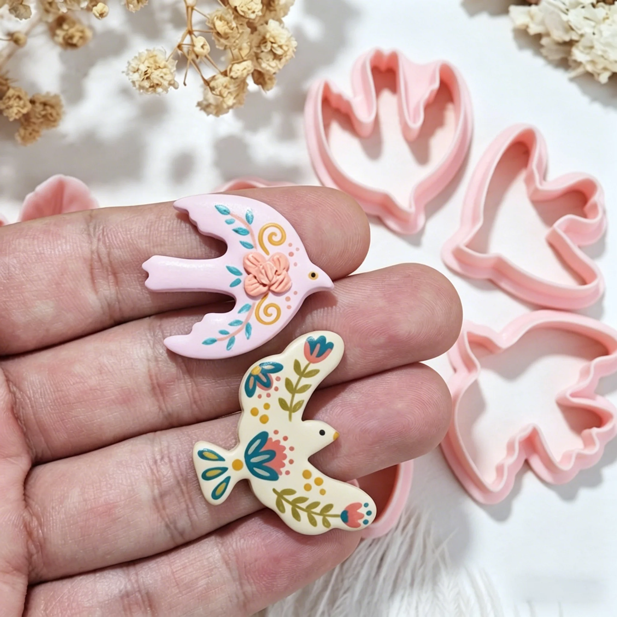 5-teiliges Set zur Herstellung von Ohrringen, kreative Vogelform, weicher Ton, Polymer-Ton-Ausstecher für DIY-Halsketten, Anhänger, Schmuck, handgefertigte Formen – Detail 1