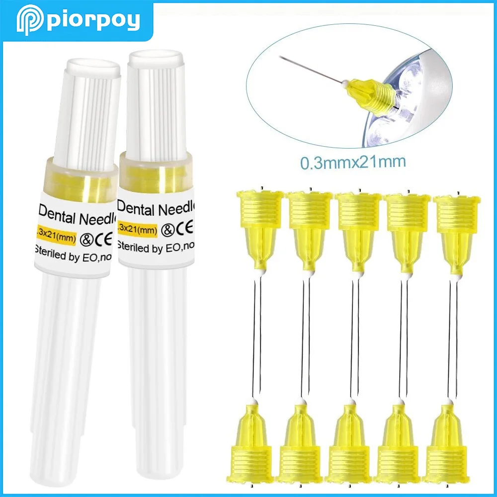 PIORPOY 100Pcs/Box Disposable Dental Anaesthesia Needle Tips 27G 30G Root Canal Endo Irrigation Syringe Cartridge Inject Tips
