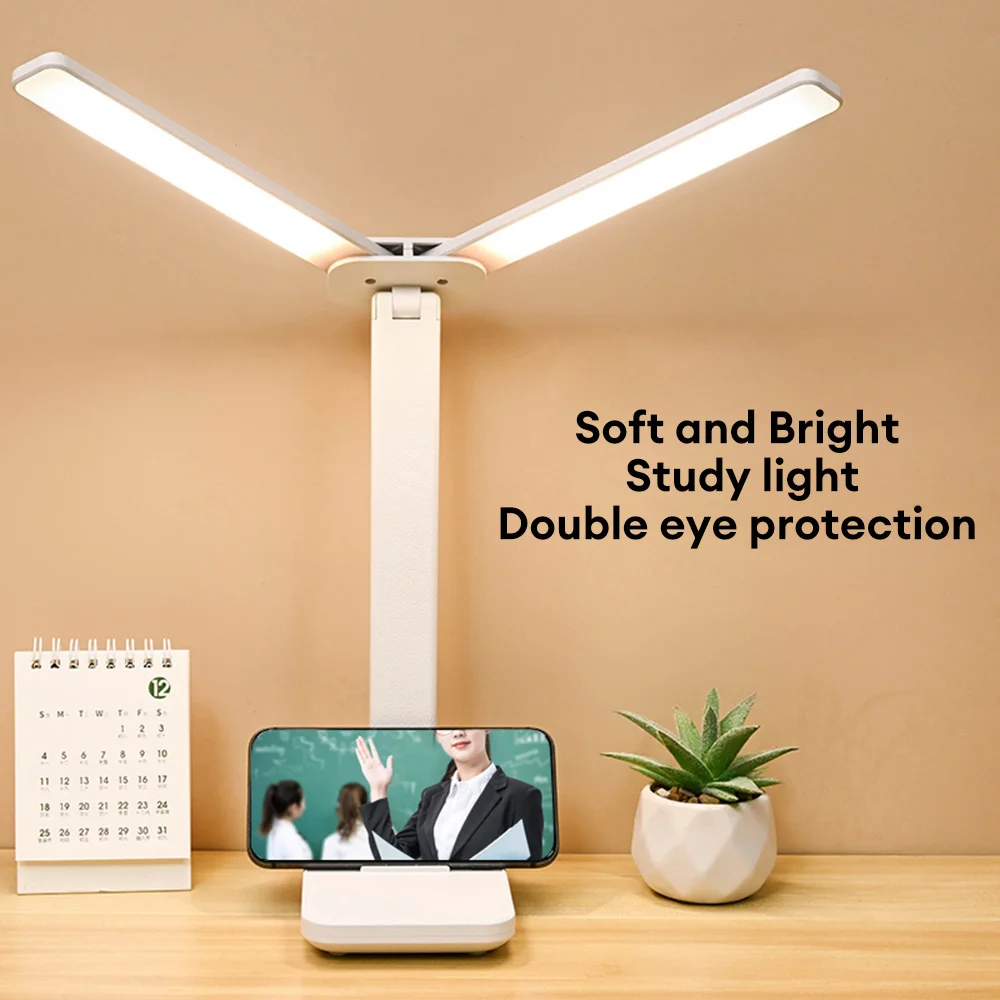 LED Desk Lamp Touch Switch Stepless Dimming Night Light USB Rechargeable Eye Protection Foldable Table Lamp For Bedroom Desk