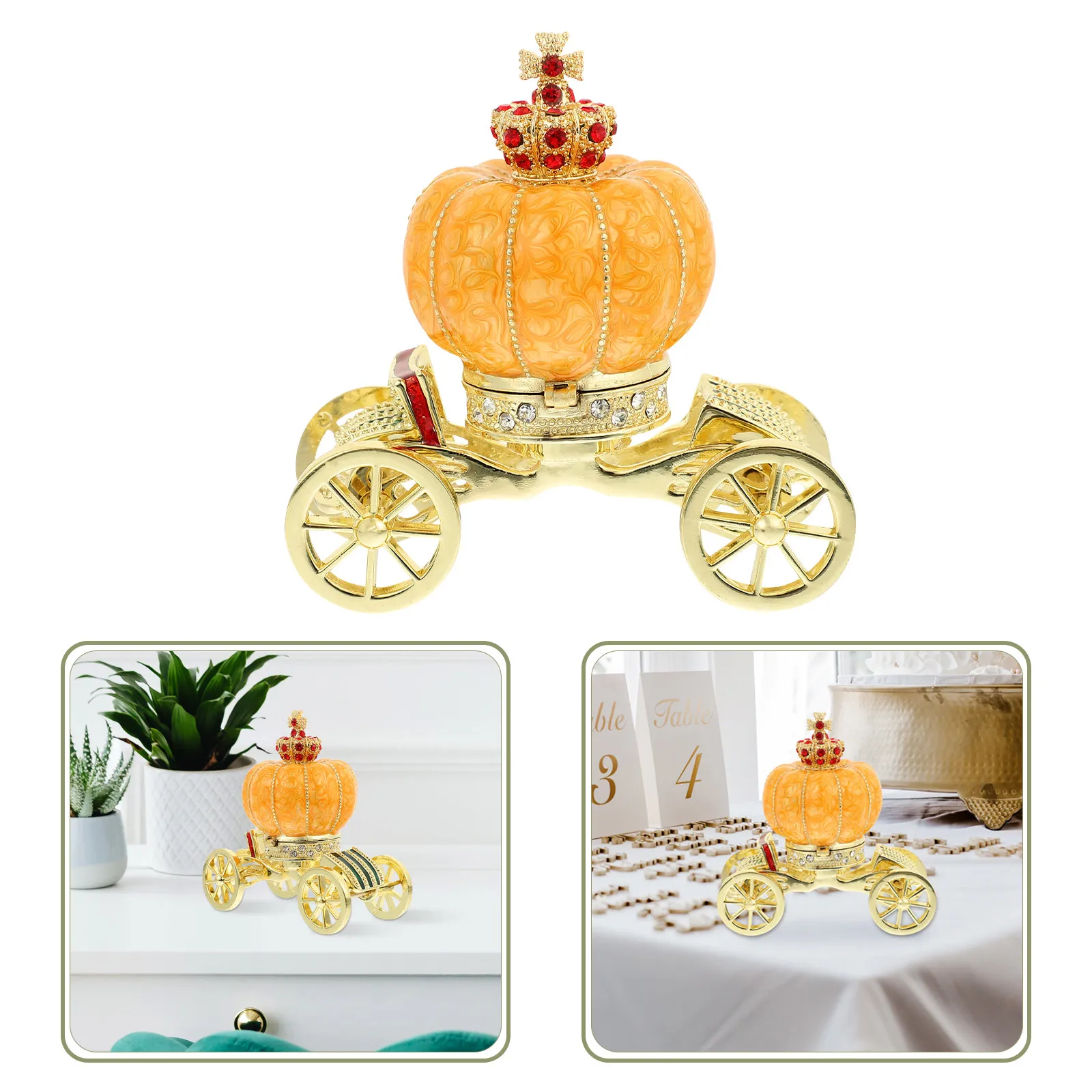 

Pumpkin Carriage Storage Box European Jewelry Holder Desktop Decor Proposal Ring Box Wedding Gift