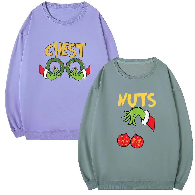 Chest Nuts Matching Chestnuts Sweatshirt Funny Christmas Couples Cotton Sweaters Gifts Husband Wife Xmas Costume Pajamas Outfits