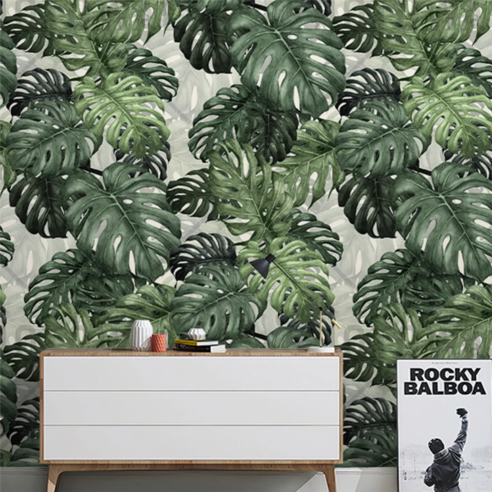 

Пользовательские Юго-Восточная Азия свежие зеленые листья обои украшение дома ТВ фон обои гостиная спальня фрески наклейки