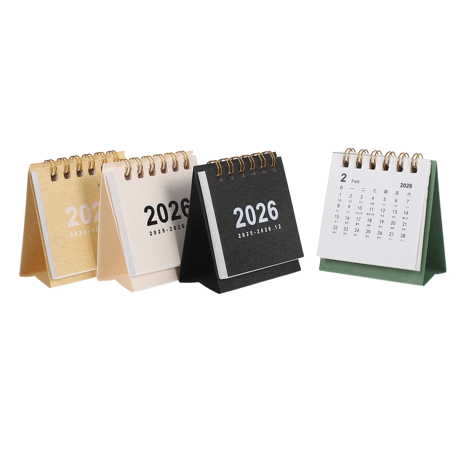 

4 шт. 2025-2026 настольный календарь-стойка из плотной бумаги, универсальное использование для планирования и заметок, мини-настольный календарь-подставка