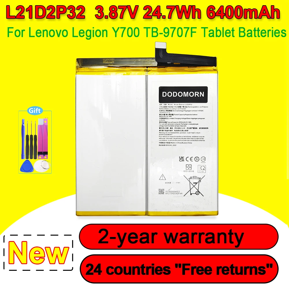 L21D2P32 для Lenovo Legion Y700 TB-9707F аккумулятор для планшета 1ICP4/53/111-2 3,87 В 24,7 Втч 6400 мАч литий-полимерный перезаряжаемый + инструменты