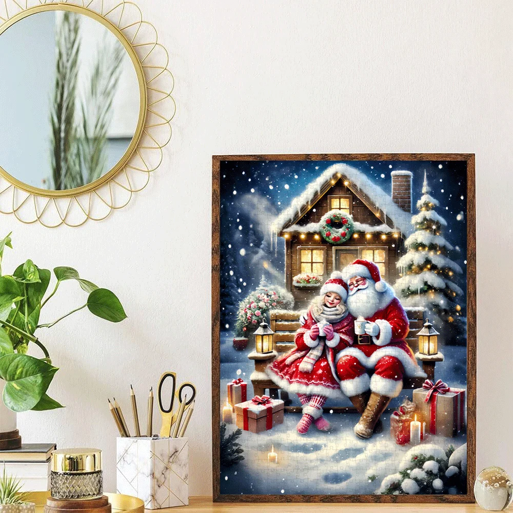 Natal, papai noel quebra-cabeça de papel 1000 pçs grande quebra-cabeça brinquedo adulto jogo presente família jogo interativo quebra-cabeça diy decoração para casa