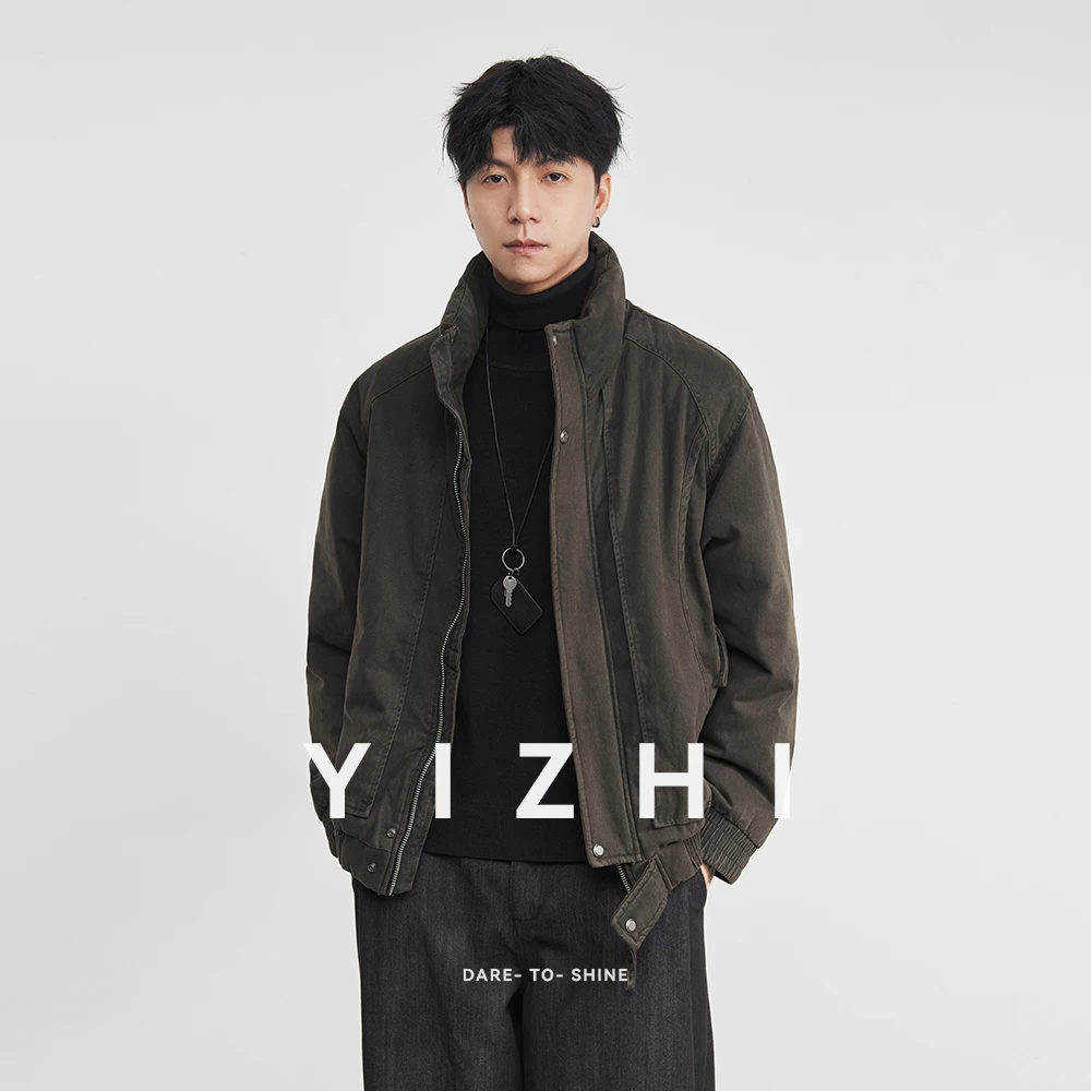 

American Retro Men's Down Jacket Pilot Jacket 2025 Winter New Warm Stand Collar Long Sleeve Top Loose Jacket