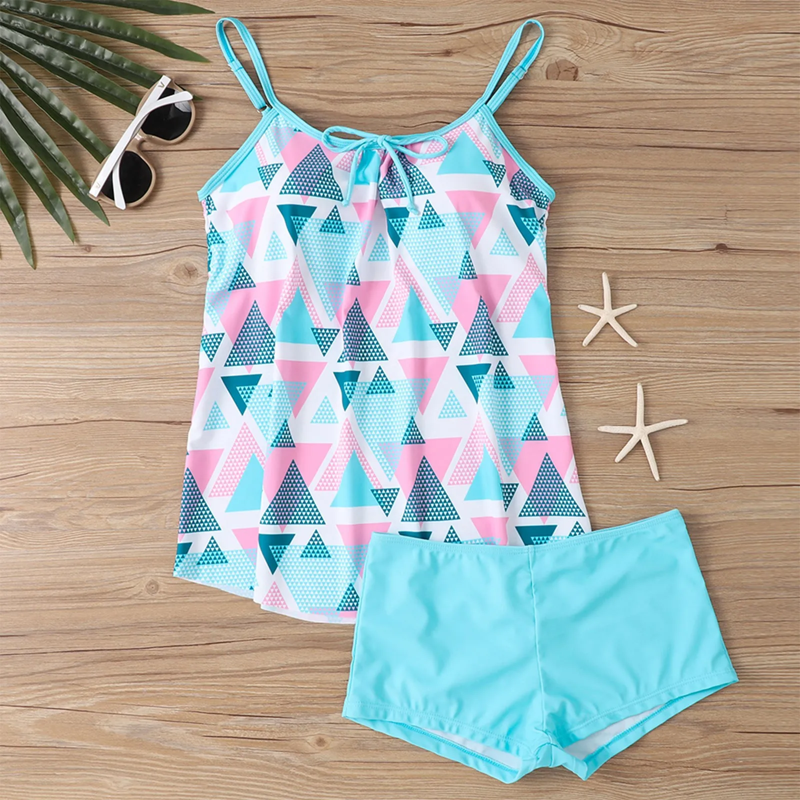 Plus size dames splitbadpak sexy slanke bedrukte sling bikini badmode strand conservatieve badpakken tweedelige set strandkleding