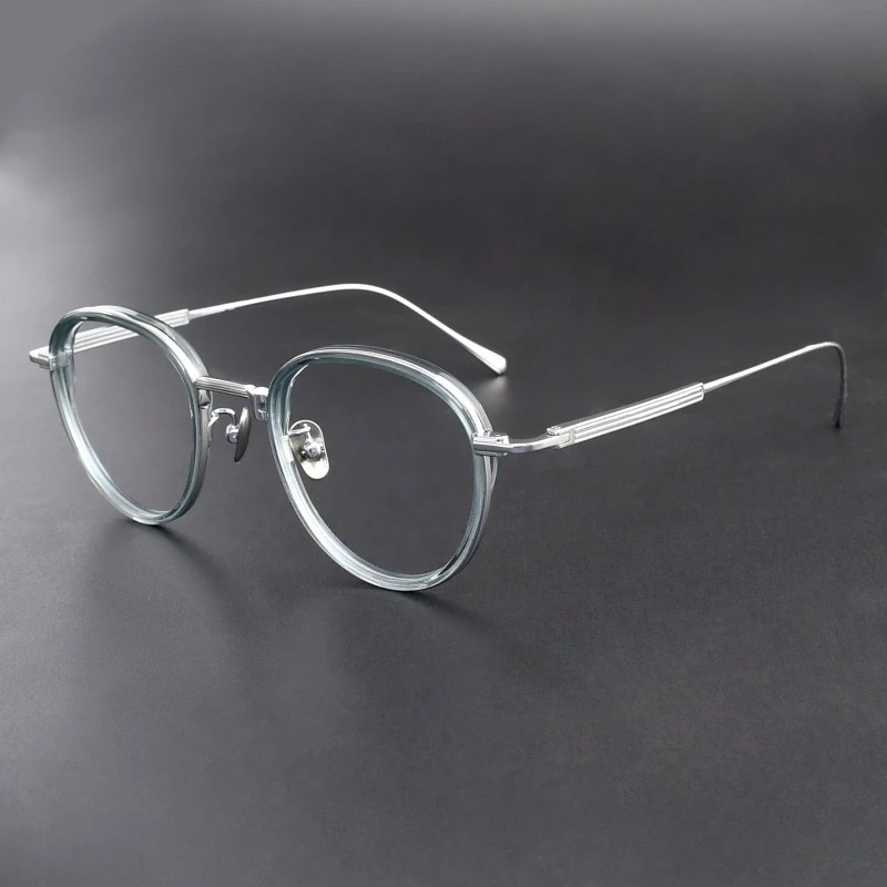 

Retro Round Designer Handmade Titanium Acetate Glasses Frame for Women 73/02 Myopia Anti-blue Light Men Eyewear Prescription