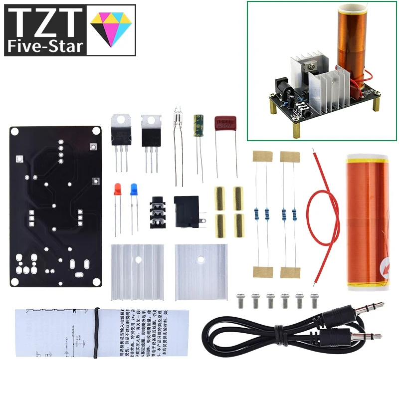 Imagem -05 - Mini Transmissão sem Fio Tesla Coil Kit Plasma Speaker Kits Faça Você Mesmo Música dc 1524v Set