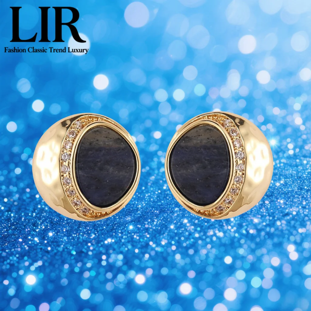 

LIR Women's Premium Irregular Natural Stone Earrings, Classic Black, 3D Craftsmanship, Mature Charm