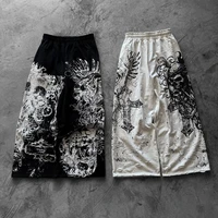Pantalones Casuales Retro Y2K con Estampado Directo de Calaveras Góticas, Pantalones Largos Oversize Unisex, Ropa Urbana de Moda para Hombre, Joggers