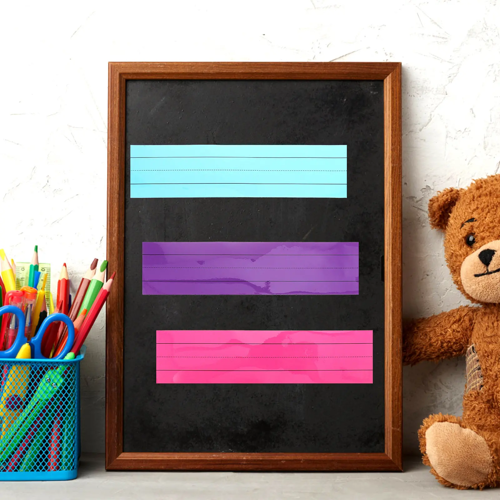 

3Pcs Magnetic Dry Erase Sentence Strips Reusable Lined Notepads for Refrigerator Whiteboard Blackboard Classroom Name Tags