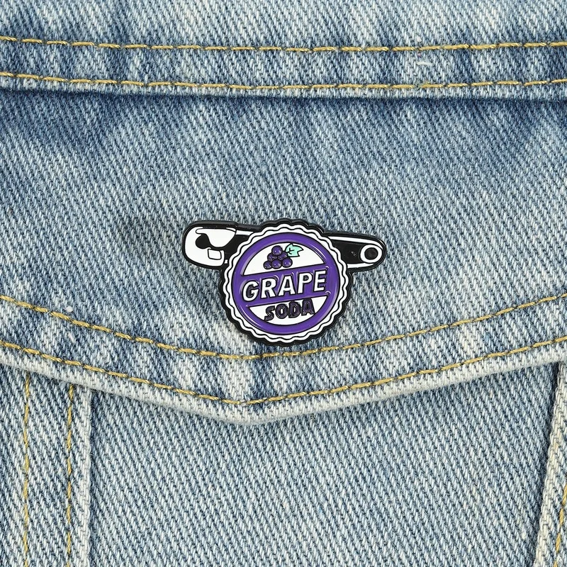 Grape Soda Enamel Pins Cartoon Bottle Cap Brooches Lapel Badge Adventure Movie Memorial Jewelry Accessory Gifts For Friends