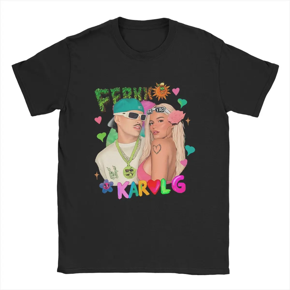 

Karol G Ferxxo Feid Men T Shirts Ferxxocalipsis World Tour Leisure Tees Short Sleeve Round Neck T-Shirts 100% Cotton merchandise