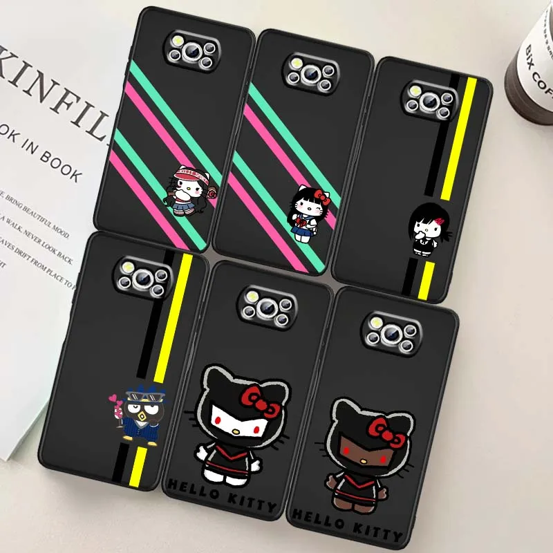 

Sanrio Hello Kitty Cool Art For Xiaomi Mi Poco F3 F4 F5 F6 X3 X4 X5 X6 X7 M3 M4 M5s M5 M6 GT Pro 5G Black Cover Phone Case
