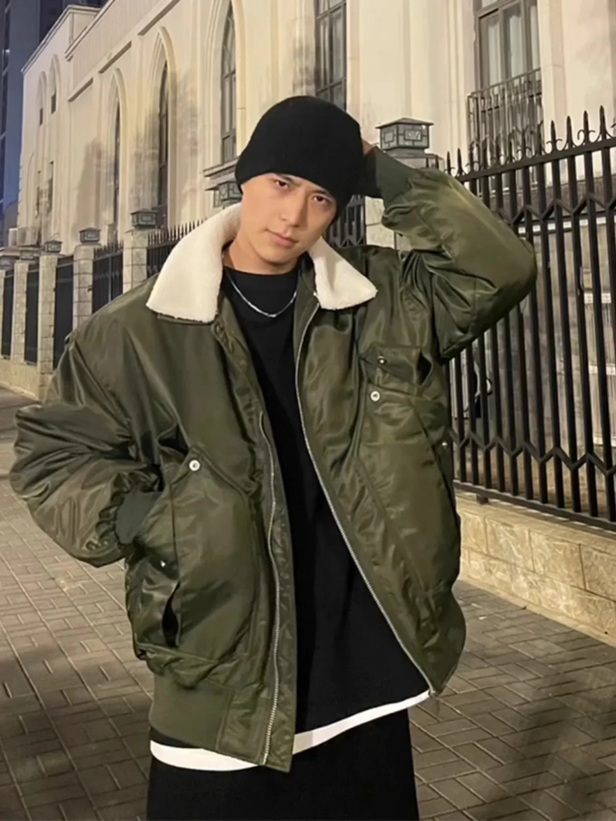 

Американская утепленная куртка с воротником из овечьей шерсти, хлопковая рабочая одежда для мужчин, зимняя теплая повседневная верхняя одежда на молнии