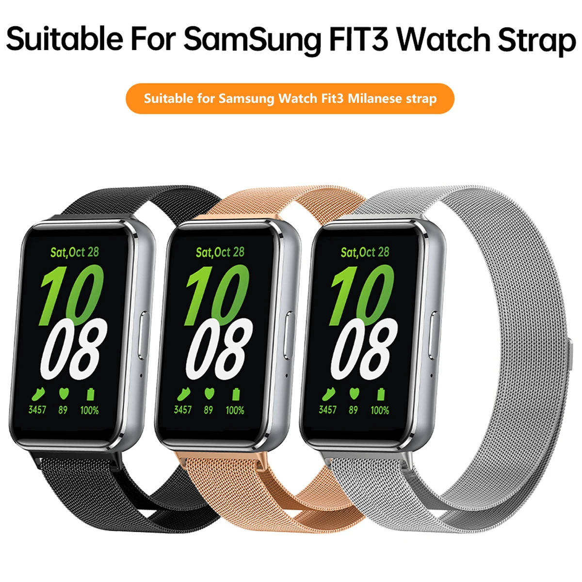 Stainless Steel Strap For Samsung Galaxy Fit 3 Smart Watch Band Milanese Loop Magnetic Bracelet Wristband Fit3 Wrist Case