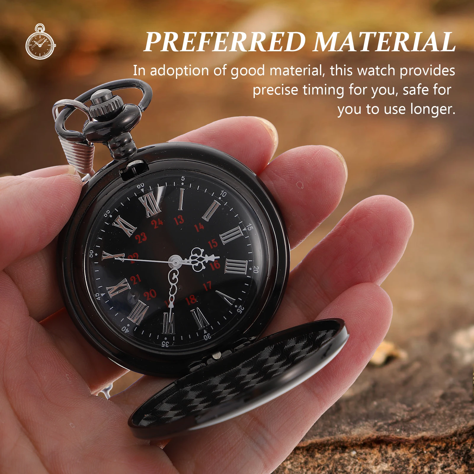 

Vintage Style For Men Retro Hanging With Chain Portable Decorative Wooden Pocket Watch Universal Pocket Watch Precise