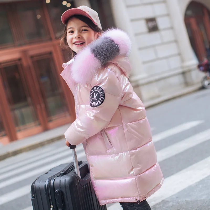 2023 Winter Down Jacket For Girls Coat Waterproof Shiny Hooded Children Outerwear Clothing 5-14 Year Teenage Kids Parka Snowsuit