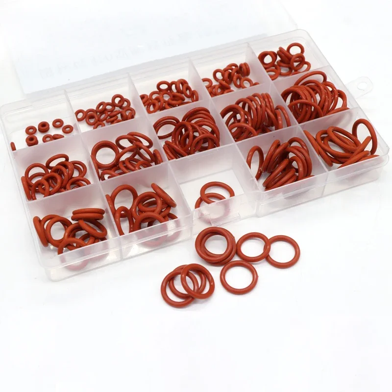 Boxed VMQ NBR FKM O Ring Set Rubber Washer Seals Assortment Red/Black/Green O-Ring Seals Set High Quality For Car Gasket