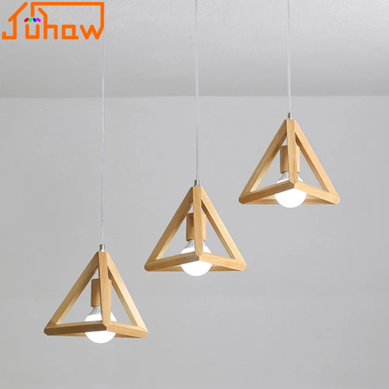 

Simple Nordic Triangular And Square Solid Wood Dining Chandelier For Japanese Restaurant Bar Counter