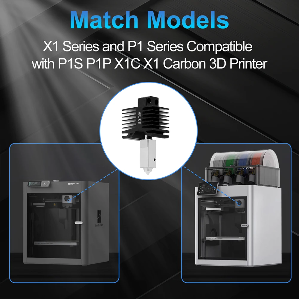 

Комплект Hotend для Bambu Lab X1/X1C/P1P/P1S сопло из закаленной стали с горячим концом 0,2/0,4/0,6/0,8 мм для запасной части 3D-принтера Bambulab