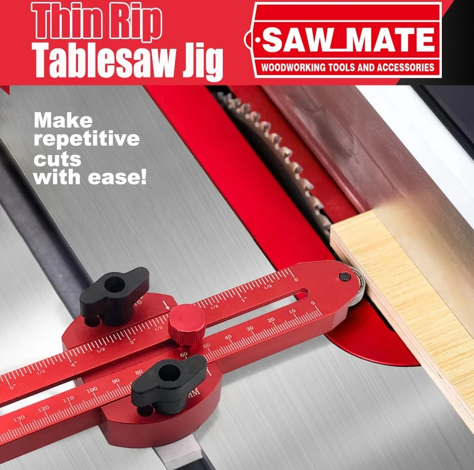 

Thin Rip Jig for Table Saw, Precision Woodworking Guide Jig for Making Repetitive & Safe Narrow Strips Cuts, Fast Ripping Tool