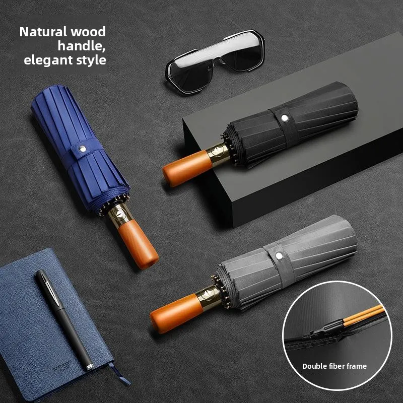 Paraguas Auático de Tres Pliegues con Protección Solar y contra la Lluvia, para Hombres y Mujeres Adultos, Color Puro, Var...