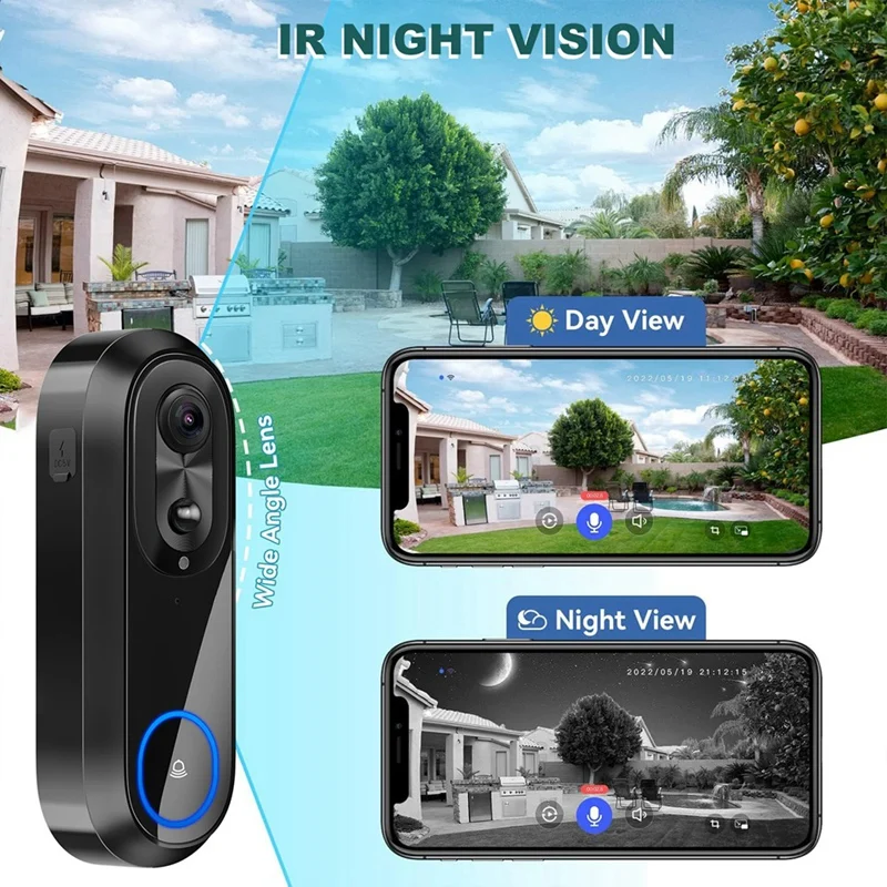 5G 2.4G Wifi Video campanello 1080P Wireless Smart Intercom Camera IP65 campanello ad anello impermeabile con batteria da 7000Mah