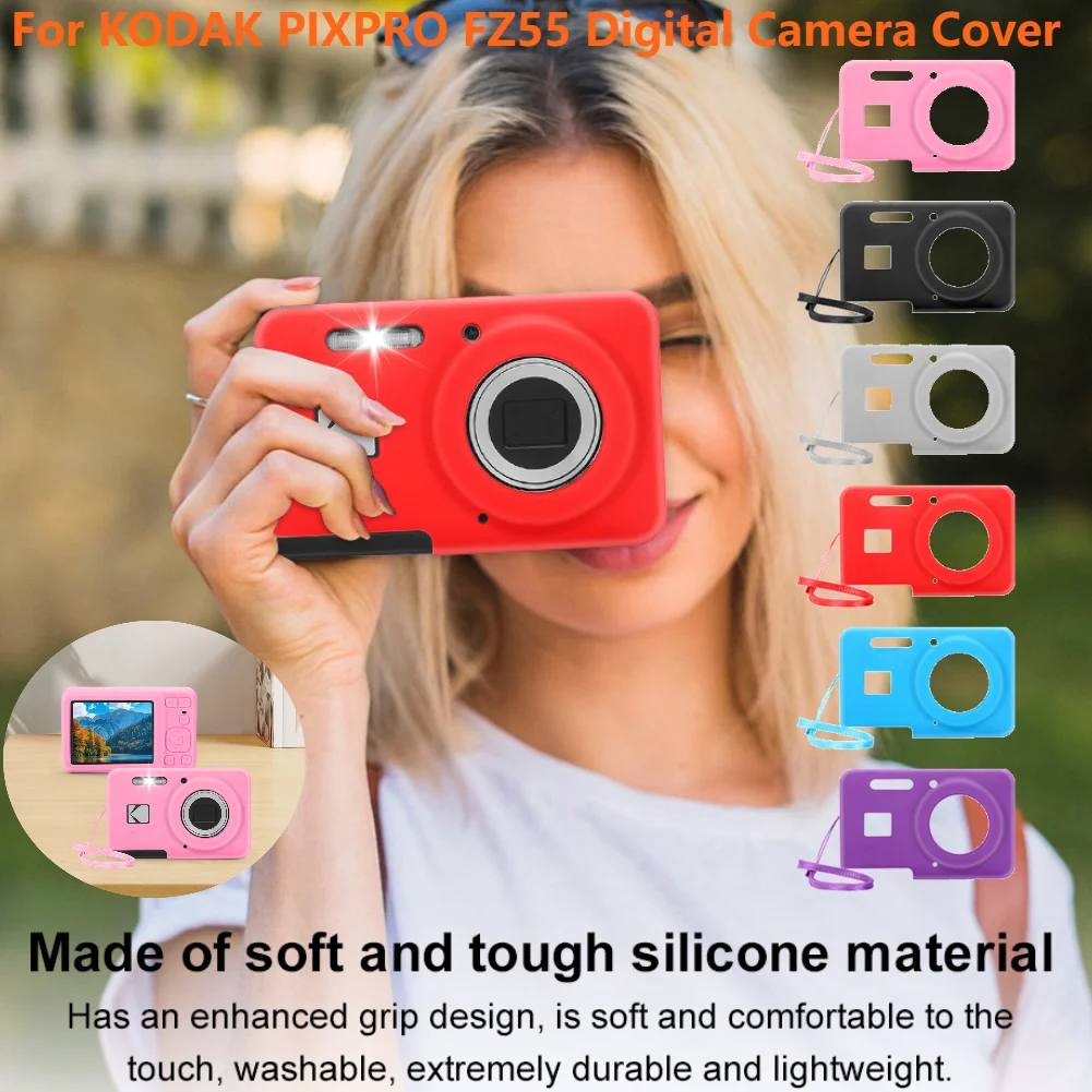 New Digital Camera Cover For KODAK PIXPRO FZ55 Soft Anti-Scratch Silicone Protective Case Sleeve Camera Accessories with Lanyard