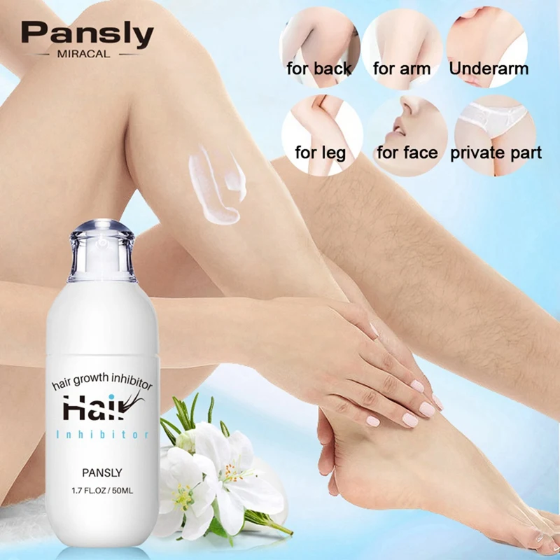 3x Pansly Haarwuchs hemmer Gesichts entfernung Creme Spray Bart Bikini Intim Gesicht Beine Körper Achselhöhle schmerzlos 50ml