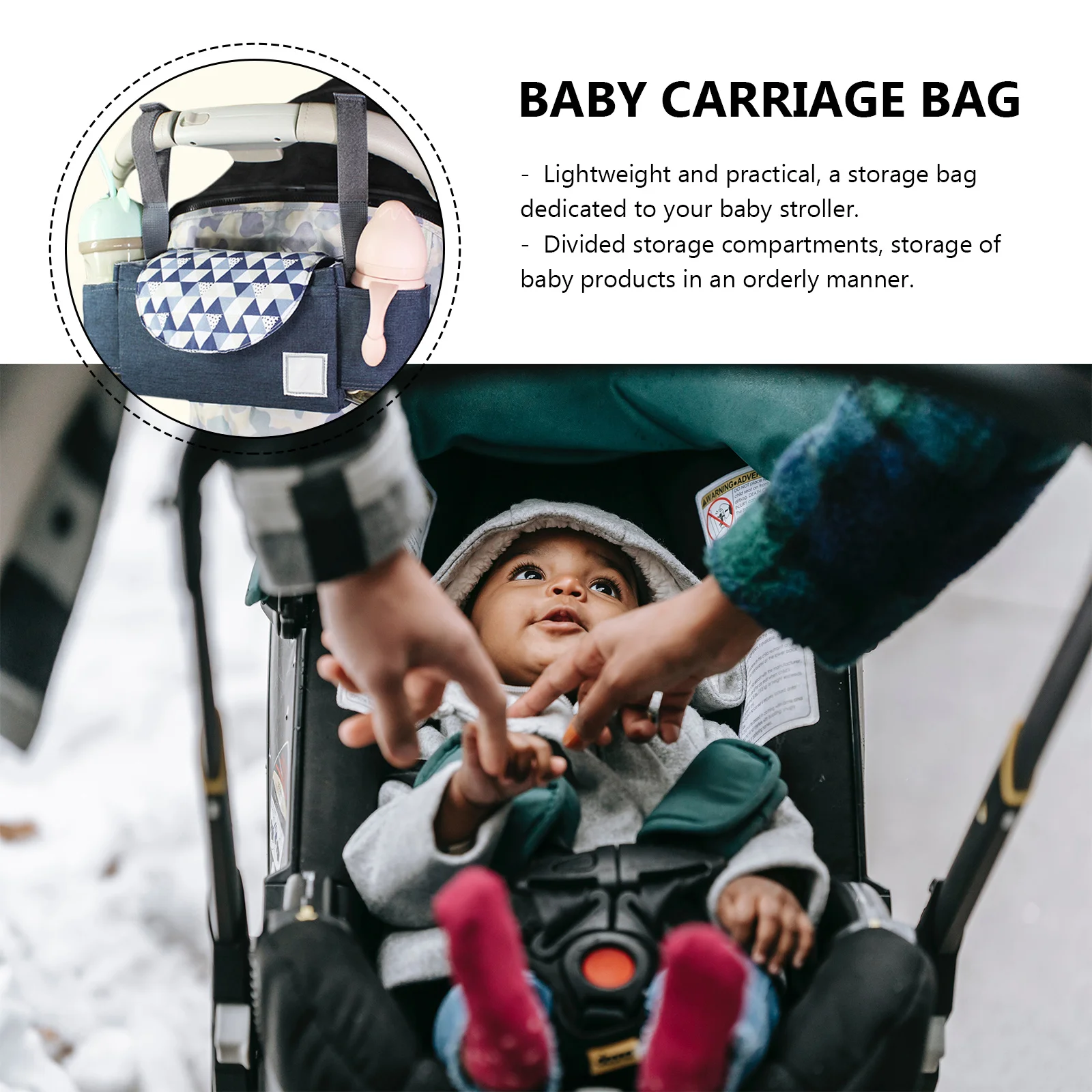 

1 шт., сумка для детской коляски, прочная подвесная сумка для коляски, съемный внутренний бак, легко чистящаяся многоцелевая сумка-органайзер для хранения