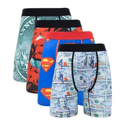 4Pcs Fashion Print Men Underwear Boxer Cueca Male Panty Lingerie Men Underpants Panty Boxershorts Sexy Briefs Boxers S-XXL